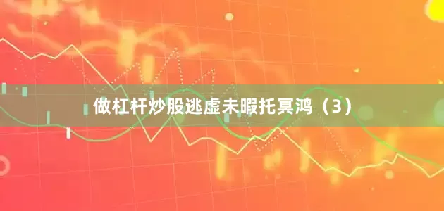 做杠杆炒股逃虚未暇托冥鸿（3）